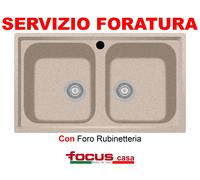 Plados Lavello Cucina Fragranite 2 Vasche Incasso Larghezza 86 cm materiale Ultragranit colore Avena UG94 - PL0862 Serie Atlantic