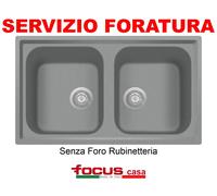Lavello cucina Provenza cm 86x50 2 titanio Made in Italy
