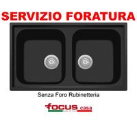 Lavello cucina Provenza cm 86x50 2 vasche Nero Made in Italy