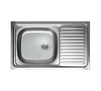 Lavello cucina vasca con gocciolatoio dx in acciaio da appoggio 50x80 cm