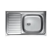 Lavello cucina vasca con gocciolatoio sx in acciaio da appoggio 50x80 cm