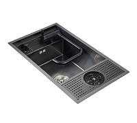 Lavello da 55,1 cm in acciaio inox con rubinetto pieghevole e dispenser di sapone, lavello da cucina compatto a vasca singola, ideale per piccoli spazi moderni e aree di preparazione