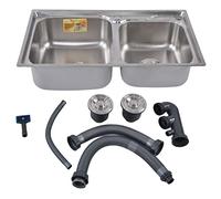 Lavello da a doppia vasca, impermeabile, antigraffio, in acciaio inossidabile spazzolato 304, per uso commerciale in bar/caffetteria