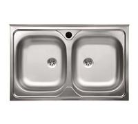 Lavello da appoggio 2 vasche 80 cm inox Inox