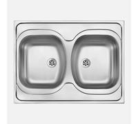 Lavello da appoggio 2 vasche Idrostile Guantánamo 600x130 mm acciaio inox Acciaio inox