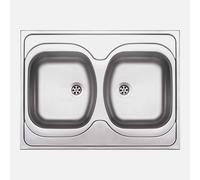 Lavello da appoggio 2 vasche Idrostile Guantánamo 600x140 mm satinato Satinato