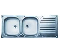Lavello da appoggio Cm 120 acciaio Inox 2 Vasche SX + Gocciolatorio Dx