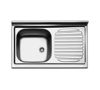 Lavello da Appoggio in Acciaio Inox 1 Vasca a Sinistra Dimensioni 80x50 cm PI801