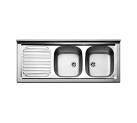 Lavello da Appoggio in Acciaio Inox 2 Vasche a Destra Dimensioni 120x50 cm PI120