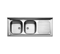 Lavello da Appoggio in Acciaio Inox 2 Vasche a Sinistra Dimensioni 120x50 cm PI1