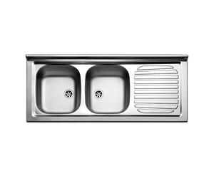 Lavello da Appoggio in Acciaio Inox 2 Vasche a Sinistra Dimensioni 120x50 cm PI1