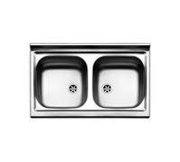 Lavello da appoggio in acciaio inox 2 vasche dimensioni 80x50 cm pi802pc apell