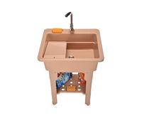 Lavello da appoggio indipendente, con asse da lavaggio, rubinetto e accessori completi, for cucina esterna, lavanderia, garage e cantina(Metallic)