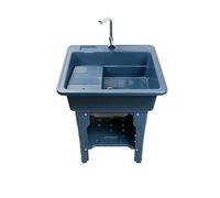 Lavello da appoggio indipendente, con asse da lavaggio, rubinetto e accessori completi, for cucina esterna, lavanderia, garage e cantina(Blue)