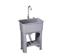 Lavello da appoggio indipendente con scarico a sgancio rapido e rubinetto for cucina esterna, lavanderia, garage e cantina(Gray,L)