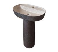Lavello da bagno in ceramica a colonna, lavabo con vasca, 2 pezzi, lavello da pavimento, stile industriale smerigliato, con foro per rubinetto singolo, 001, taglia unica
