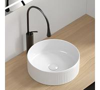 Lavello da bagno in ceramica, compatto da appoggio per piccoli vanità, perfetto per appartamenti e balconi, lavabo da parete (37 x 13 cm)