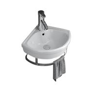 Lavello da bagno moderno ad angolo da 25,4 cm, piccolo lavabo da parete con rubinetto di scarico barra per asciugamani per cucina bagno fattoria