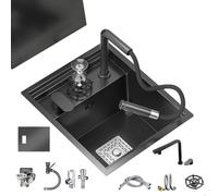 Lavello da bar in acciaio inox con coperchio e rubinetto di sollevamento, compatto per cucina, balcone, studio e uso esterno, include sifone per un facile drenaggio