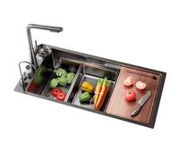 Lavello Da Bar In Acciaio Inox Con Montaggio Laterale, Rubinetto, Kit Di Scarico E Lavabicchieri - Lavello Multifunzionale Per Cucina, Bar, Ristorante(71x39x22cm)
