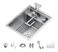 Lavello da bar in acciaio inox - Mini lavello compatto sottopiano con rubinetto pieghevole e coperchio, perfetto per accessori per la casa, soluzioni per la cucina Space-Sag