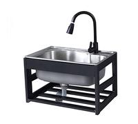 Lavello Da Bar,Lavello A Parete In Acciaio Inox,Piscina Singola Con Rubinetto,Antiruggine E Anticorrosione,Liscio, Durevole,Per Garage,Ristorante,cantina,interni,Esterni. ( Color : Pull faucet , Size