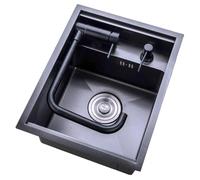 Lavello da bar, lavello a una vasca da cucina in acciaio inox 304, rubinetto rialzato, lavello con coperchio nascosto, lavello invisibile dell'isola centrale di RV (30 * 45CM)