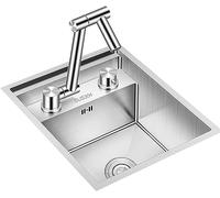 Lavello da Bar Lavello in Acciaio Inossidabile con Rubinetto Pieghevole Lavello Invisibile Lavello da Cucina con Coperchio Lavello da Incasso Argento Accessori Completi (Size : 45x