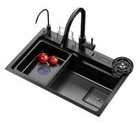 Lavello da Bar Multifunzionale, Lavello Singolo da Appoggio, Lavello per Piatti a Cascata, Adatto per Balconi e Caffè (80X50X22Cm)
