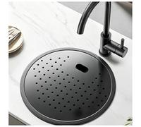 Lavello da bar rotondo compatto con rubinetto, in acciaio inox con coperchio, piccolo lavello da cucina per isola bar piccoli spazi (nero-grigio #2,32 cm)