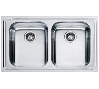 Lavello da cucina 2 vasche ad incasso 86x50 cm acciaio inox modello logica line