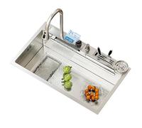 Lavello Da Cucina A Cascata Con Display Digitale Lavabo Per Verdure Portacoltelli Rubinetto Estraibile(75 * 45cm)