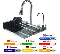 Lavello da cucina a cascata in acciaio inossidabile 304 Lavello singolo grande con grande lavello a fessura singola sopra il bancone con tazza Disher 60X45CM-A1