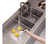 Lavello da cucina a doppia vasca da bagno in acciaio inox grigio con accessori, facile da pulire, 81 x 43 x 20 cm, perfetto per il design moderno della casa