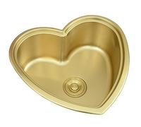 Lavello da cucina a forma di cuore in acciaio inossidabile 304 dorato, lavabo da bar per il bancone del bagno