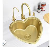 Lavello da cucina a forma di cuore in acciaio inossidabile 304, mini lavabo per bancone da bar del bagno