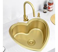 Lavello da cucina a forma di cuore in acciaio inossidabile 304, mini lavabo per bancone da bar del bagno