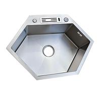 Lavello da cucina a forma di diamante in acciaio inox fatto a mano singolo bacino serbatoio con supporto coltello tubo di