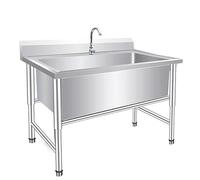 Lavello da cucina a vasca singola in acciaio inossidabile commerciale con rubinetto - Lavello di servizio resistente per ristorante, garage, officina, lavanderia industriale (dimensioni: 60)