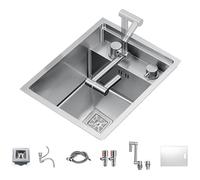 Lavello da cucina a vasca singola in acciaio inox con coperchio, rubinetto pieghevole, design nascosto, mini lavabo per risparmiare spazio