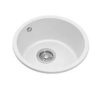 Lavello da cucina al quarzo bianco da 35 cm, resistente, design moderno per casa e ristorante, elegante lavello rotondo per una facile pulizia e un uso di lunga durata