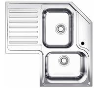 Lavello da Cucina Angolare FHULLER ROAN2B90, 83x83 cm, 2 Vasche, Acciaio Inox con Gocciolatoio