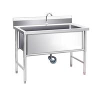 Lavello da cucina autoportante a vasca singola, lavello in acciaio inox commerciale, lavello da cucina industriale con kit di scarico e rubinetto, lavabo per preparazione e utilità (120 cm)