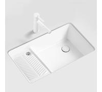 Lavello da cucina bianco,Lavello in ceramica a una vasca,lavandiano da esterno,con miscelatore estraibile,vitto con lavanderia,Adatto a cucina,balcone,bar,bagno,hotel,ristorante ( Size : 74*42cm/29*16