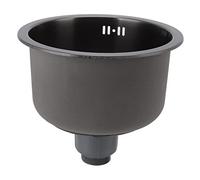 Lavello da cucina Black Diamond a fessura singola, vasca rotonda con gruppo di scarico, ideale per uso domestico e commerciale, design elegante e durevole per cucine moderne.