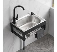 Lavello da Cucina Commerciale a Parete con Rubinetto, lavello di Servizio per bagni di Camper, Stazione lavamani Esterna con Gruppo di Scarico, 1 Scomparto, Include Protezione per lavello, l