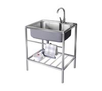 Lavello da cucina commerciale del ristorante, Lavello Cucin in Acciaio Inox Autoportante, con rubinetto per acqua calda fredda, per garage all'aperto(68 * 44 * 75cm)