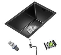 Lavello da cucina compatto in acciaio inox con sifone - Design salvaspazio per piccoli appartamenti bar camper - versatile sopra / sotto il bancone bacino d'acqua (55 x 40 cm)
