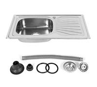 Lavello da cucina con 1 vasca, lavello con sifone e lavandino, lavello da incasso, lavello in acciaio inox, 1 vassoio (90 x 50 x 15 cm)