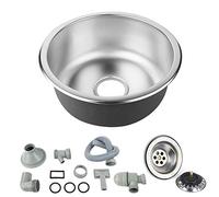 Lavello da cucina con 1 vasca, lavello con sifone e lavandino, lavello da incasso, lavello in acciaio inox, 1 vassoio (41 x 41 x 20 cm)